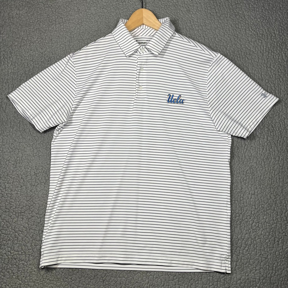 Under Armour Polo Shirt Mens L UCLA Striped HeatGear White Gorpcore Sporty